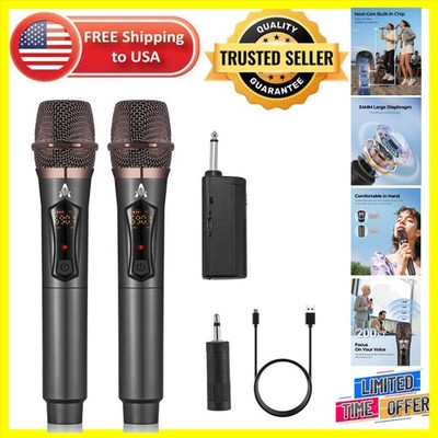 Rechargeable Dual Handheld Wireless Microphone System - 50 Hours of Clear Sound