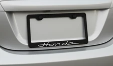 Vintage Honda Logo License Plate Frame – Black Stainless Steel