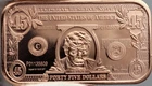 Donald Trump 45 Banknote 1 AVDP Ounce .999 Fine Copper Bar