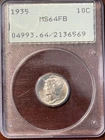 1935 10¢ MS64 FB PCGS RATTLER Mercury Dime