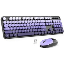 MOFII Wireless Keyboard and Mouse Combo, 2.4GHz Retro Typewriter Keyboard Ful...