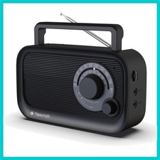 Elegant Portable AM/FM Radio with Bluetooth - Ideal for Home, Kitchen Travel