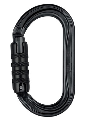 Petzl OK Oval Aluminum Carabiner (Symmetrical) - Black, Triact-Lock