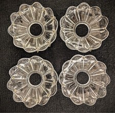Antique Bobeches Pressed Glass Vintage Crystal Chandelier Lamp Set of 4