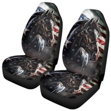 Seat Covers Decorative Accessories For Cars Trucks Suv 2 Horse American Flag