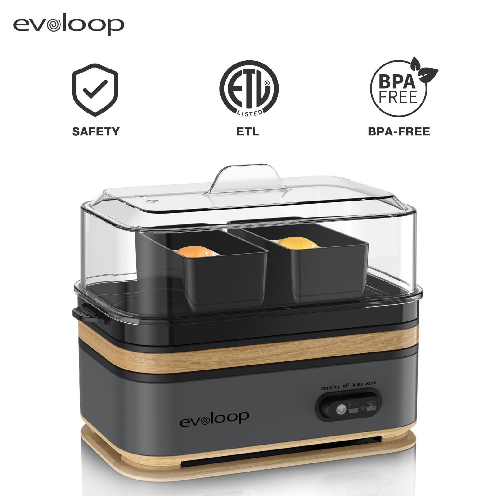 Evoloop Rapid Egg Cooker Electric 6 Eggs Capacity, Soft, Medium, Hard Boiled,...