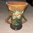 FLOWER VASE! Vintage ROSEVILLE ART 88-6 pottery matte BROWN MAGNOLIA pattern