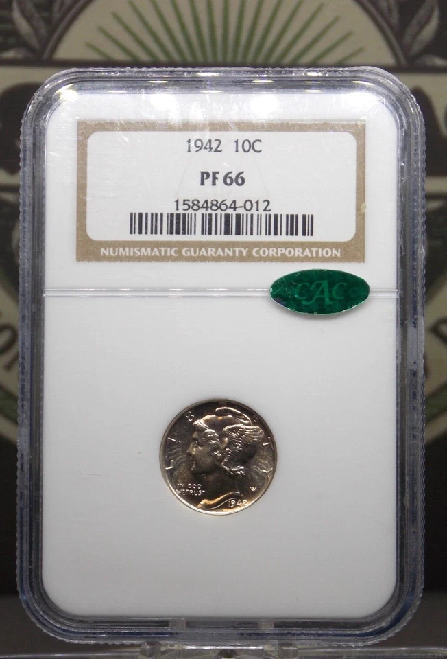 1942 Proof Mercury SILVER Dime 10c NGC PF66 CAC #012 Proof ECC&C, Inc. - Image 4 of 4