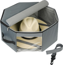 Hat Box for Travel  Home Closet Storage, Side Reinforced Octagonal Case, Crush-