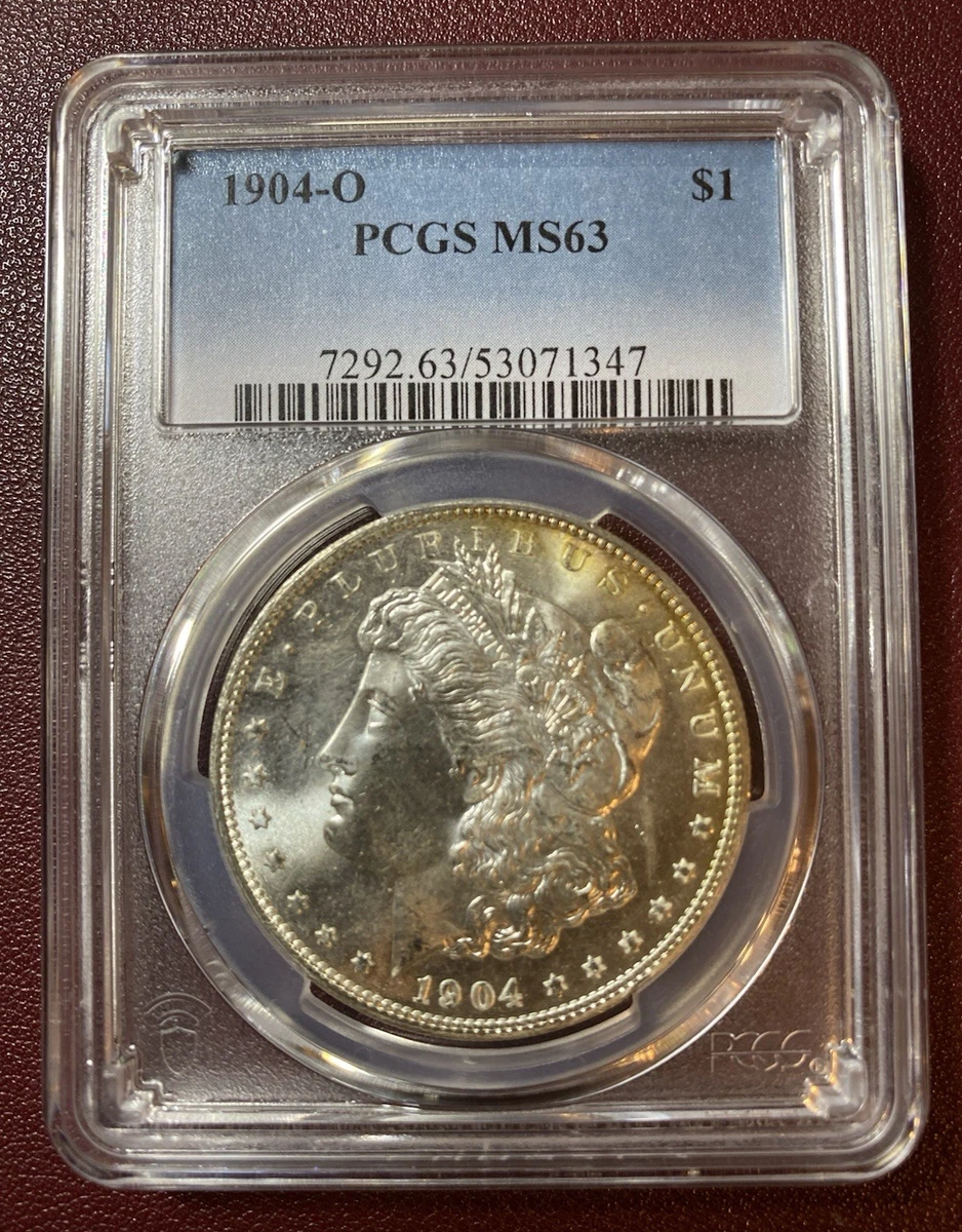 Silver MS 63 Graded 1904 Year Morgan US Dollars (1878-1921) for