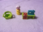 VTG. 1972 Fisher Price Little People Sewing Machine/ Seamstress Green & Teal