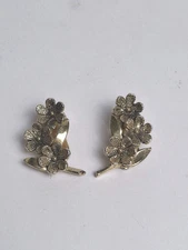 Vintage Jewellery Earrings Stylecraft Gold Tone Flower Clip On