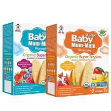 BABY MUM-MUM Organic Rice Rusks Baby Snacks - Super Tropical  Super Berries