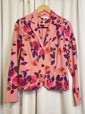 CAbi Rose Garden Floral 2 Button Blazer Jacket Size 8 Women's Pink