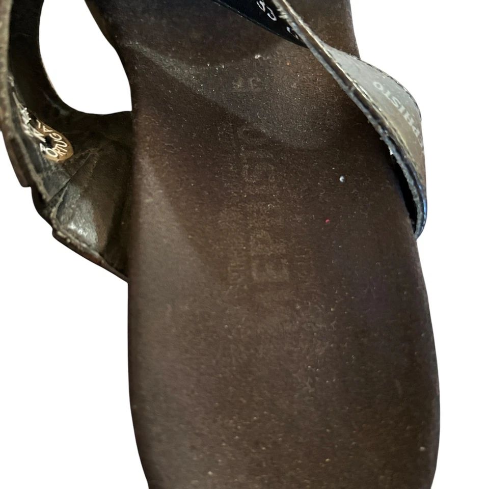 Mephisto черной кожи горки на танкетке каблуки размер 37 или 7 туфли ортопедические с ремешками - Изображение 4 из 4