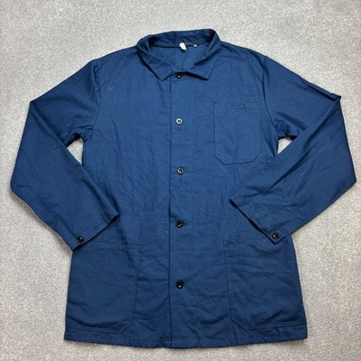 Französische Jacke Erwachsene Mittelblau Vintage Arbeitskleidung Canvas Hausa...