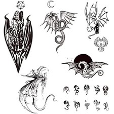 Semi Permanent Long Lasting Temporary Fake Tattoos Large Snake Black 15 Sheets