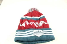 Winter Hat Cold Weather Beanie Washington State Mountains Red/White Blue