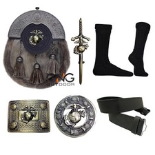 Us-Marine Sporran Sei Pezzi Sporran Set Kilt Scozzese Antico Sporran Completo
