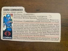 1983 GI Joe Cobra Commander File Card Blank Back Mail-Away Vintage Hasbro