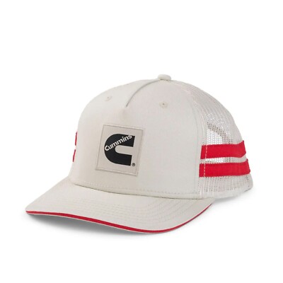 Cummins Diesel Engines Pro Shaped Sandwich Red/Tan Striped Snapback Mesh Cap/Hat