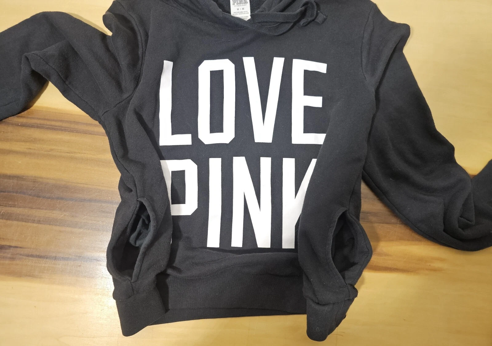 UNDERCOVER Victoria’s Secret Pullover Rosa Felpa con Cappuccio e Tasche Nero Donna Med