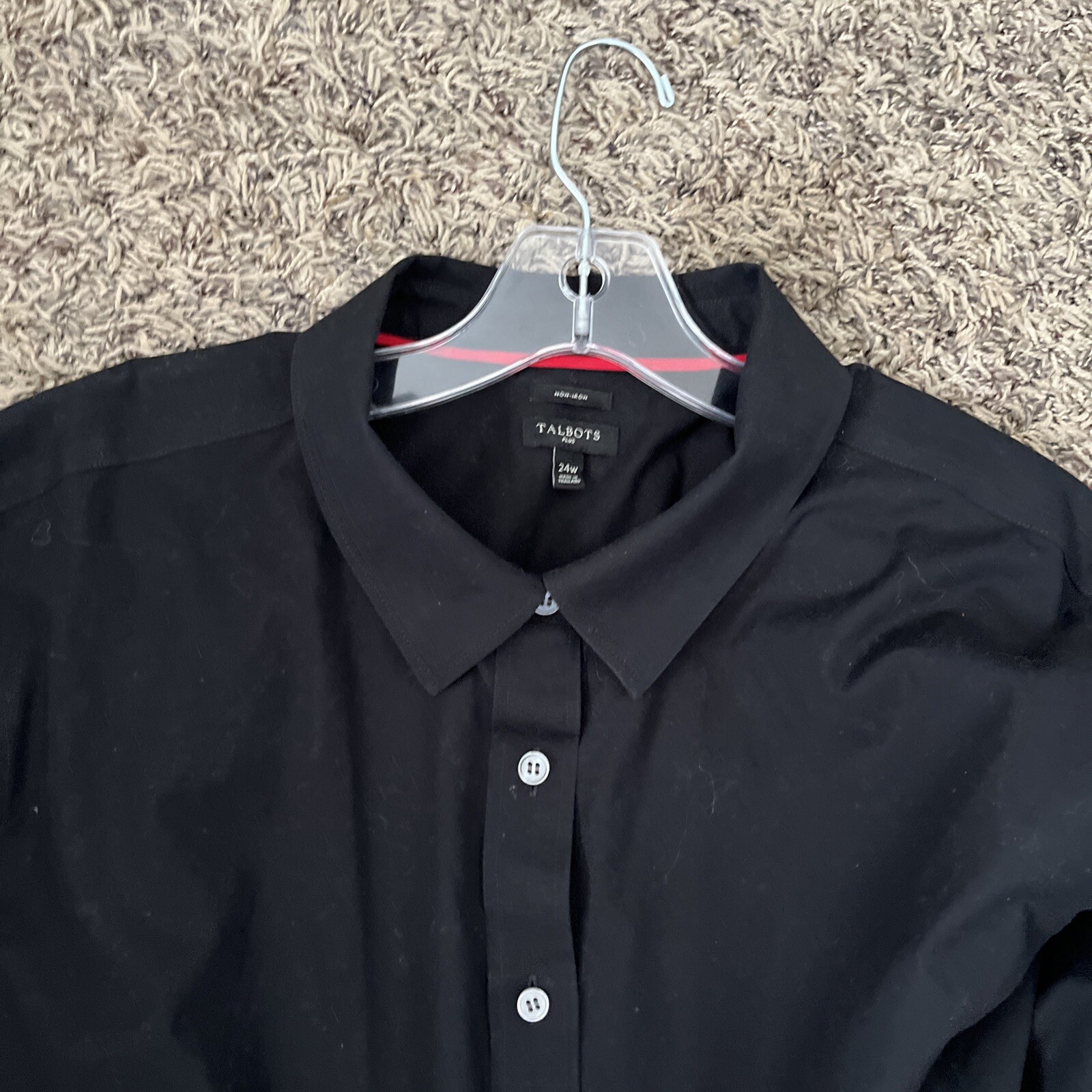TALBOTS Solid Black Non Iron Button Up Shirt Blou… - image 4