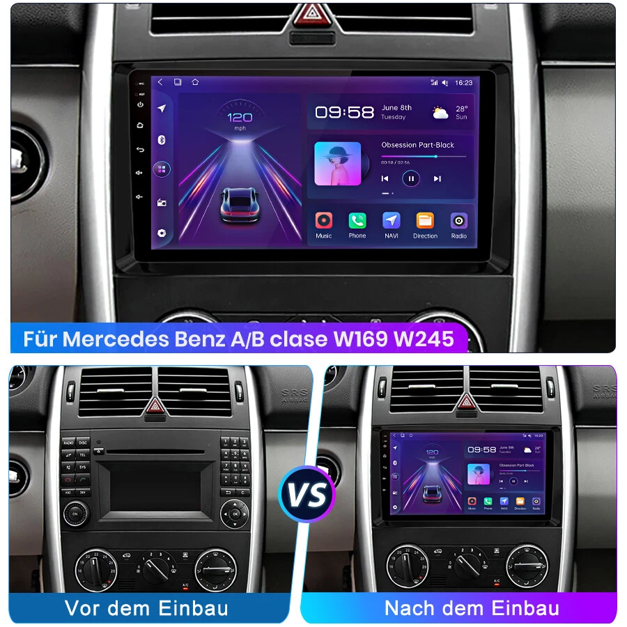 Autoradio Für Mercedes-Benz A/B Klasse/Vito W169 W639 W245 Android13 GPS Nav 64G - Bild 2 von 4