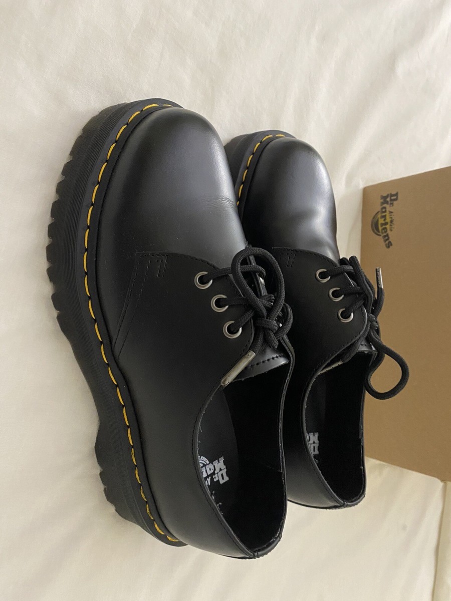 Dr. Martens 1461 Quad Polished Smooth Platform Oxfords Black - W
