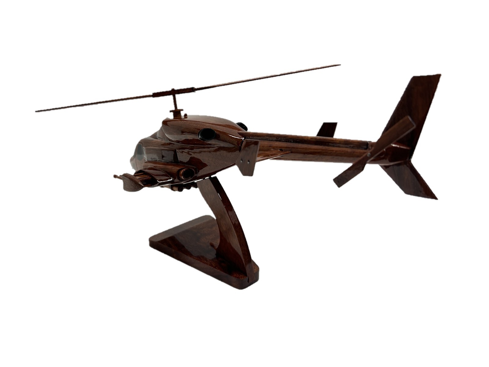 Airwolf Bell 222 Military Stealth Helicopter Mahogany Desk Wood Wooden Model