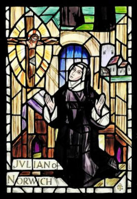 Mutter Julian von Norwich Kathedrale Buntglas Effekt statisch haftende Fenstersymbol
