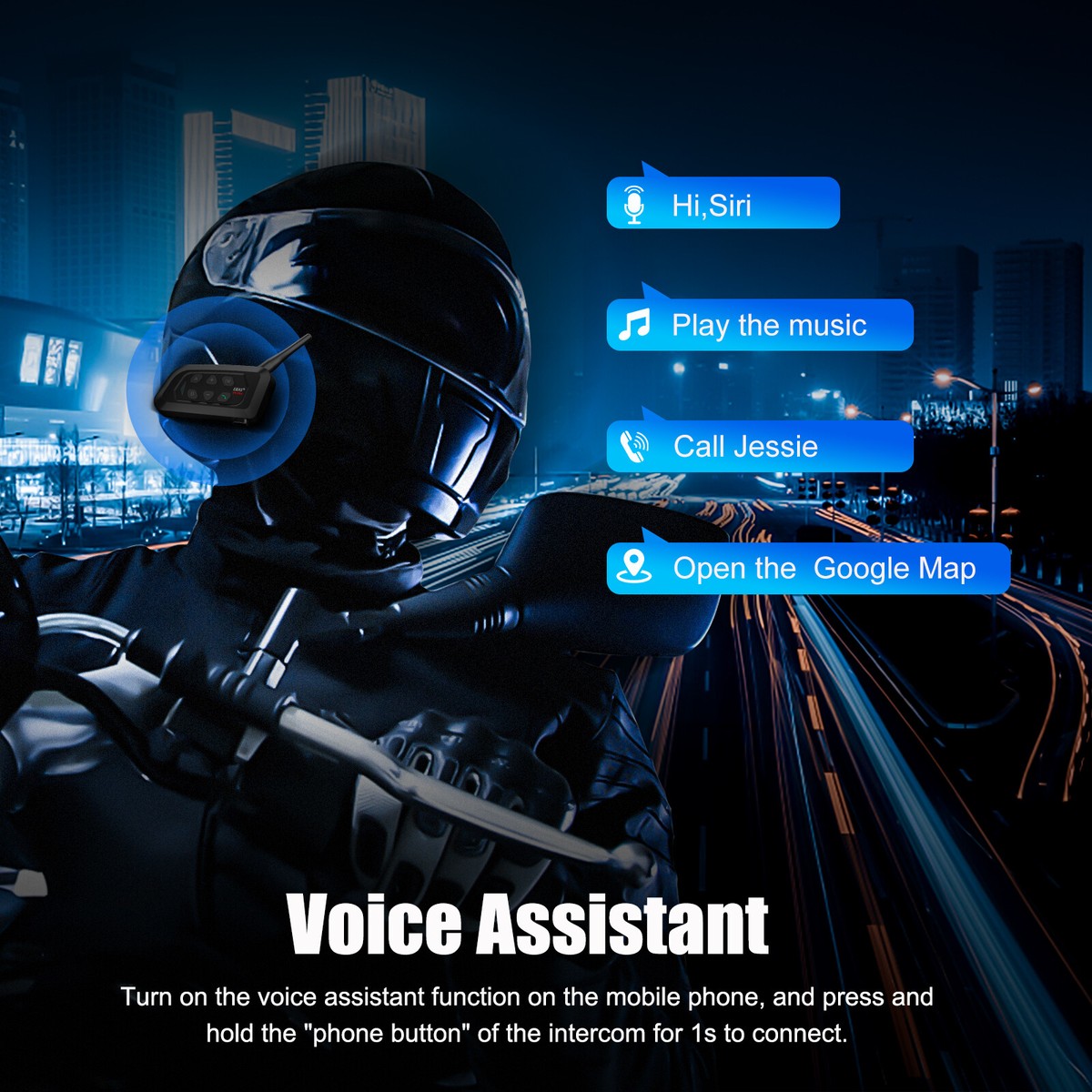 EJEAS V4 PLUS Motorcycle Helmet Intercom Bluetooth Headset With Remote 1500m Interphone Intercomunicador For 4 Riders Waterproof I3642940732 - View #3