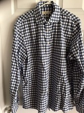 Michael Kors Shirt Mens 17 36/37 Blue White Check Plaid Long Sleeve Button Up