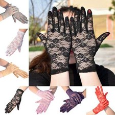 Short Wrist Gloves Thin Lace Women's Sun Proof Gloves Short Gloves Flower Design