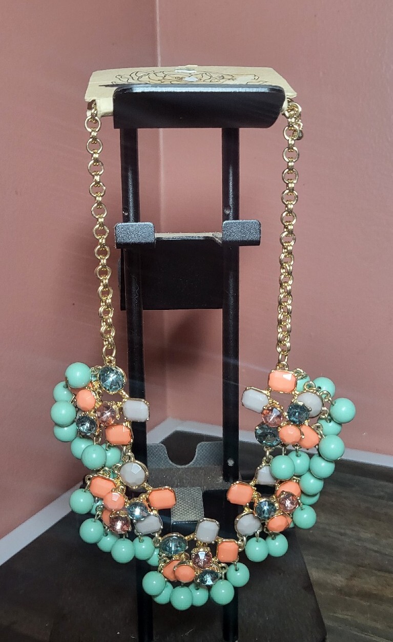 Statement Necklace Multicolor Acrylic Stones, Min… - image 9