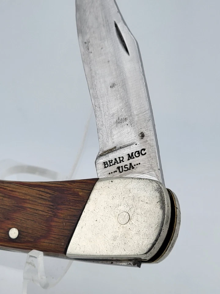 Cuchillo Plegable Oso Grande MGC EE. UU. Clip Point Hoja SS Mango de Palisandro 9 Pulgadas Foto 4 de 4