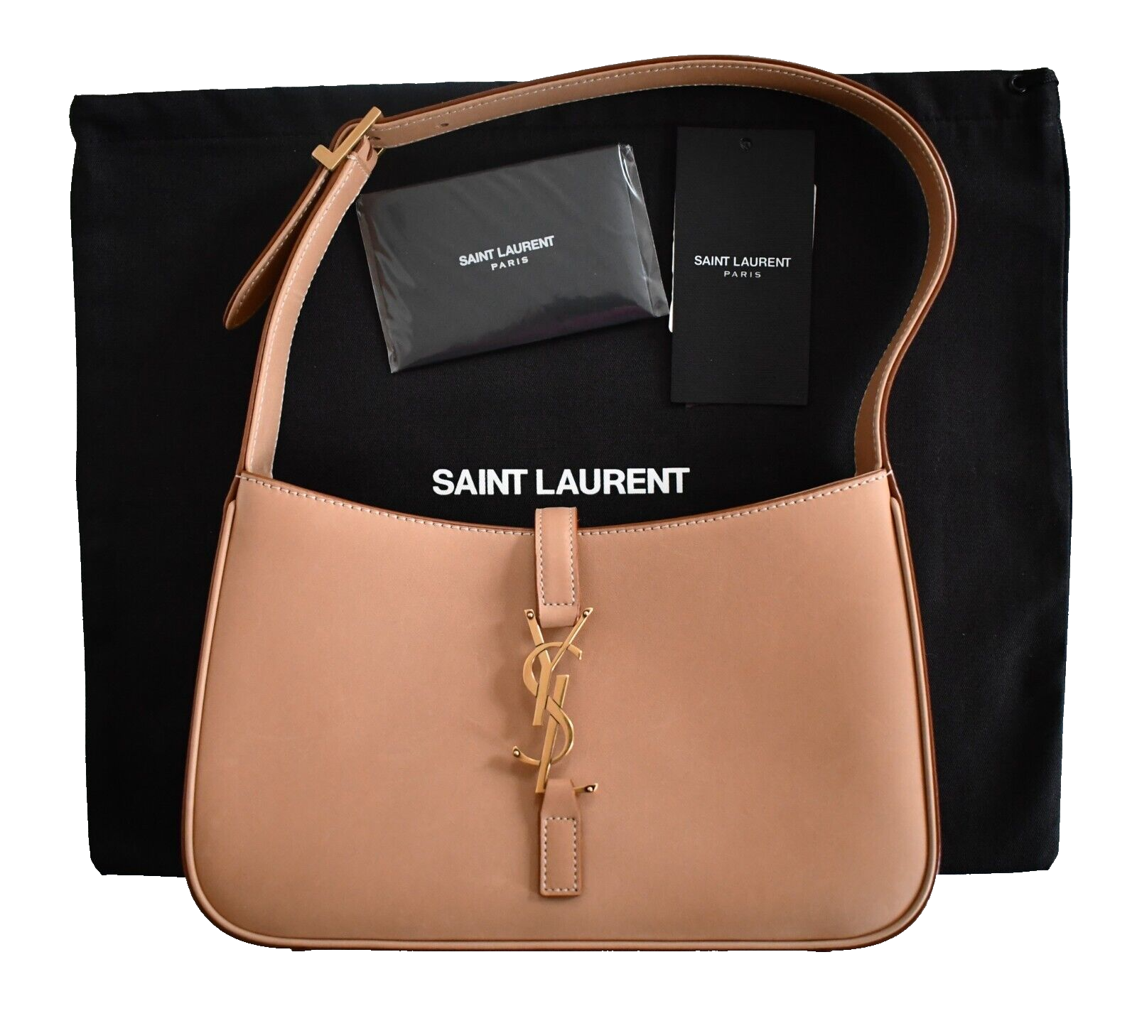 Borsa a tracolla originale SAINT LAURENT Le 5 a 7 YSL Monogram HOBO in pelle liscia