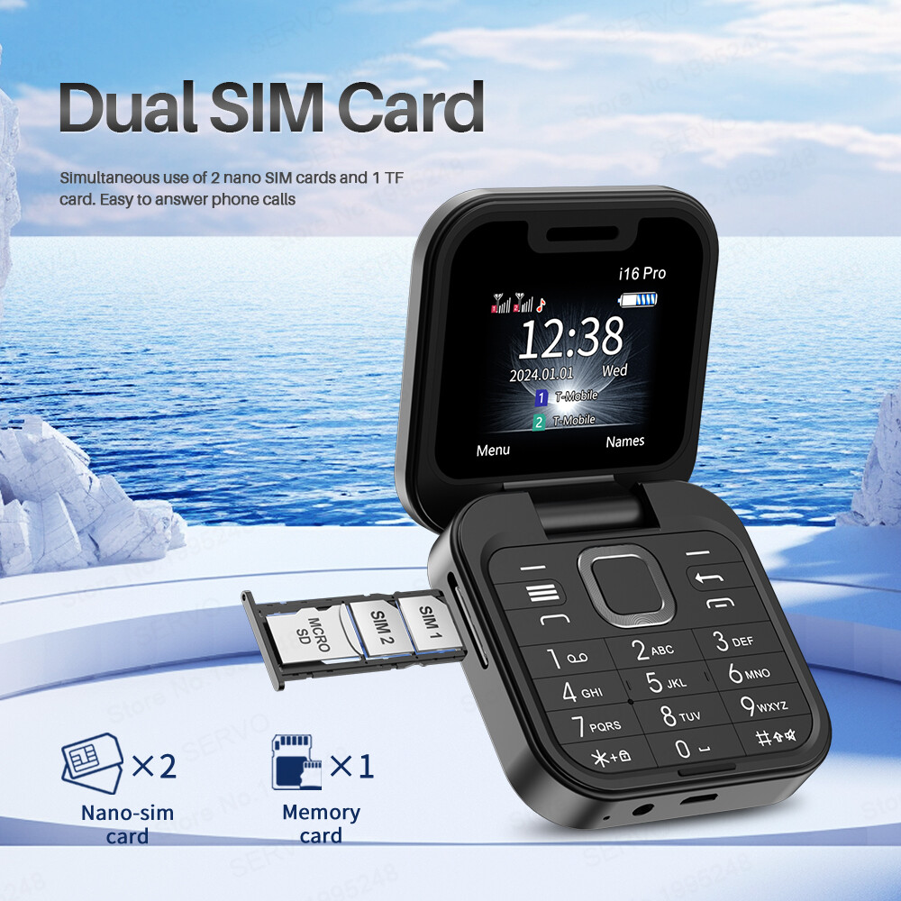 SERVO i16 Pro Mini Fold Mobile Phone Dual SIM Card FM Radio