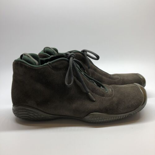 Prada Logo Stiefeletten Kampfschuhe Herren Größe 9 US Grün Wildleder Mittelhoch Vintage - Bild 2 von 17
