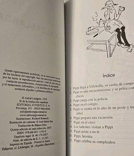 Pippi Calzaslargas Spanish Edition Hardcover By Lindgren, Astrid 1959 Good Cond. - Picture 3 of 13