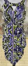 EUC SIGNATURE BY SANGRIA SZ 6 STRIKING STRETCH PRINT RUCHED TUCKED SHEATH DRESS