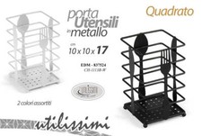 PORTAPOSATE UTENSILI DA TAVOLA CUCINA METALLO PORTA POSATE NERO BIANCO 17*10cm