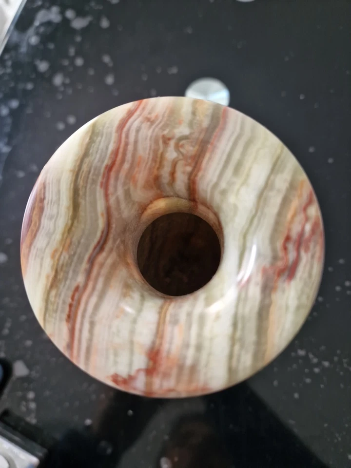 Vintage Marble Onyx natural stone heavyweight vase  - Image 2 of 3