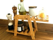 Image of Bamboo 2 Tiers Kitchen Bathroom Party Rack Holder Shelving Unit Display Shelf