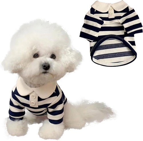 Stripe Dog Polo Shirts Premium Cotton, Polo T-Shirts for Large Medium Small Dogs - Picture 8 of 11