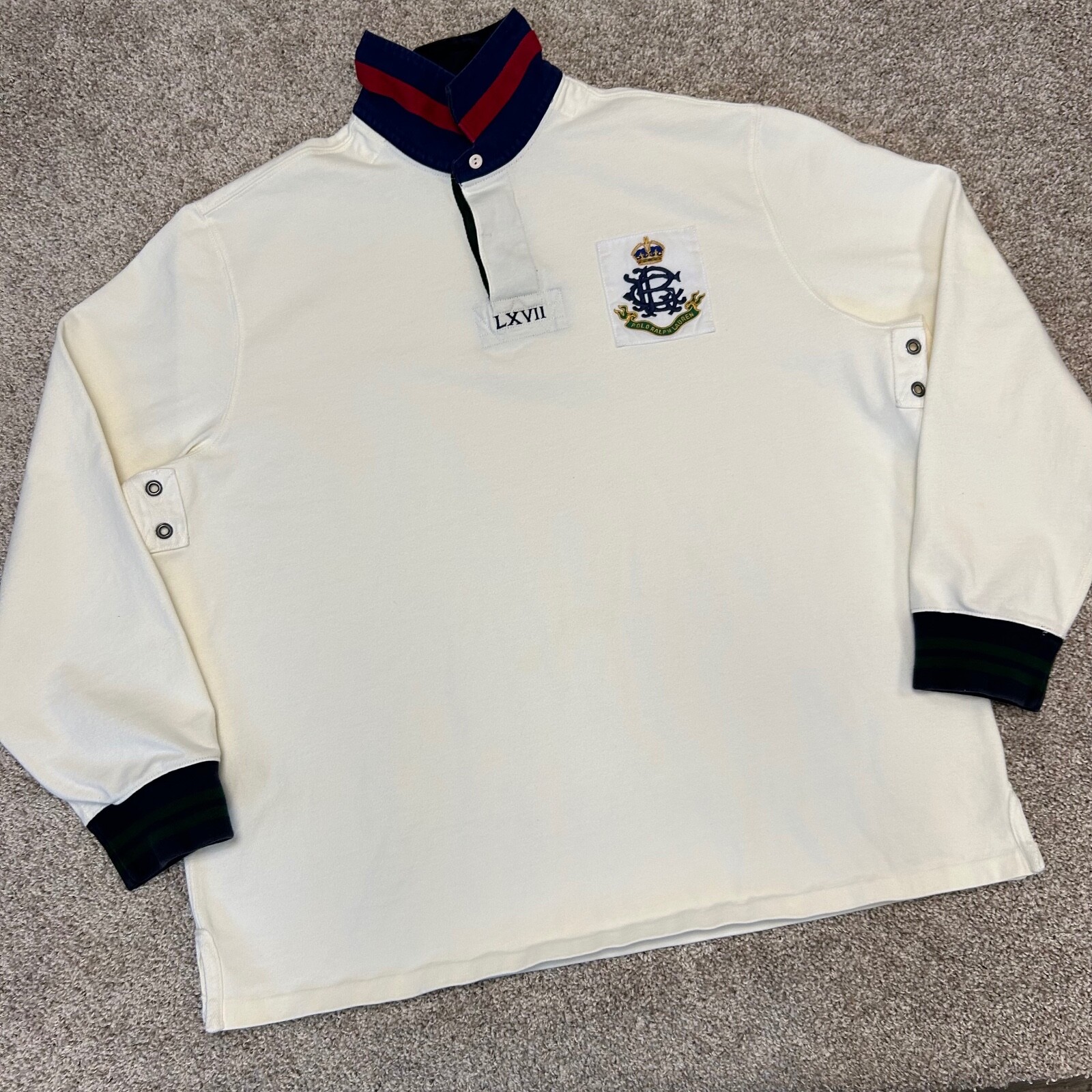 Vintage Polo Ralph Lauren Rugby Polo Shirt L/S LXVII Crest Men NO SIZE TAG