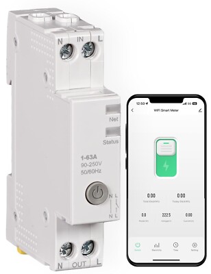 MOES Smart Zeitschaltuhr Hutschiene 1P+N 16A 25A 40A 63A Mit Metering,Wlan