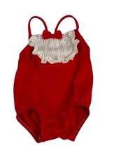 Vintage Carter's Baby Toddler Girl Swim Red Bathing Suit One Piece Sz 24 Mo USA