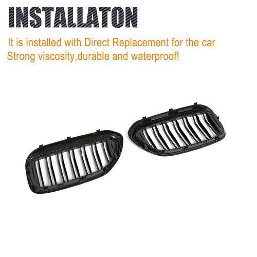 für BMW G30 G38 F90 M5 Carbon Kühlergrill Doppelsteg Grill Nieren Glanz Schwarz - Picture 12 of 14