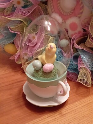 Grande Tasse à Thé Et Soucoupe TK Maxx Pâques - Avec Dôme En Verre, Poussin, œufs, Papillon